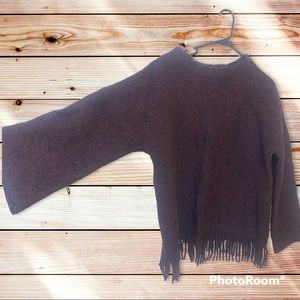 Alpaca Wool Fringe Long Sleeve Sweater S Jcrew Festival Warm Hippie Boho Unisex